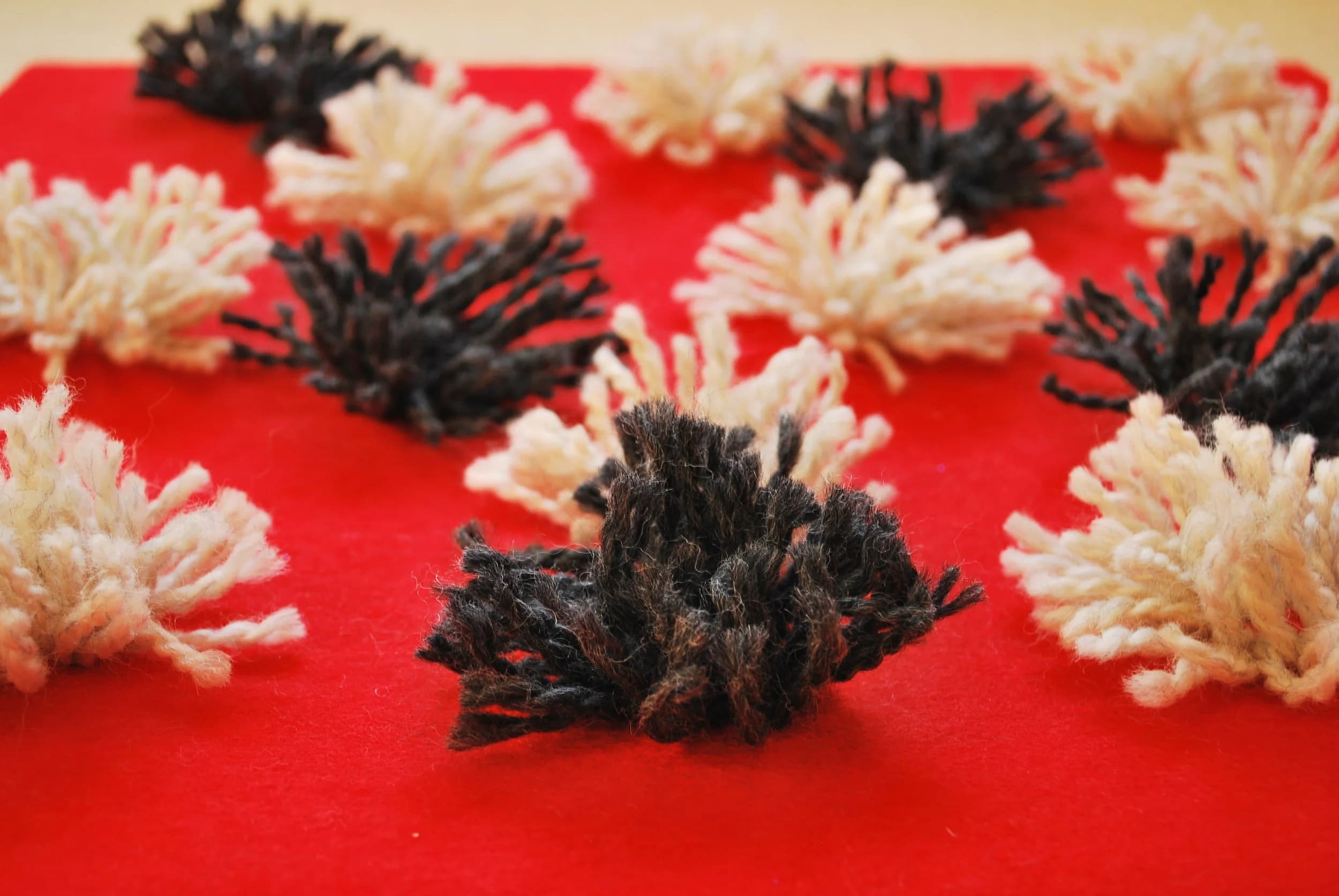 Detail of felted wool painting