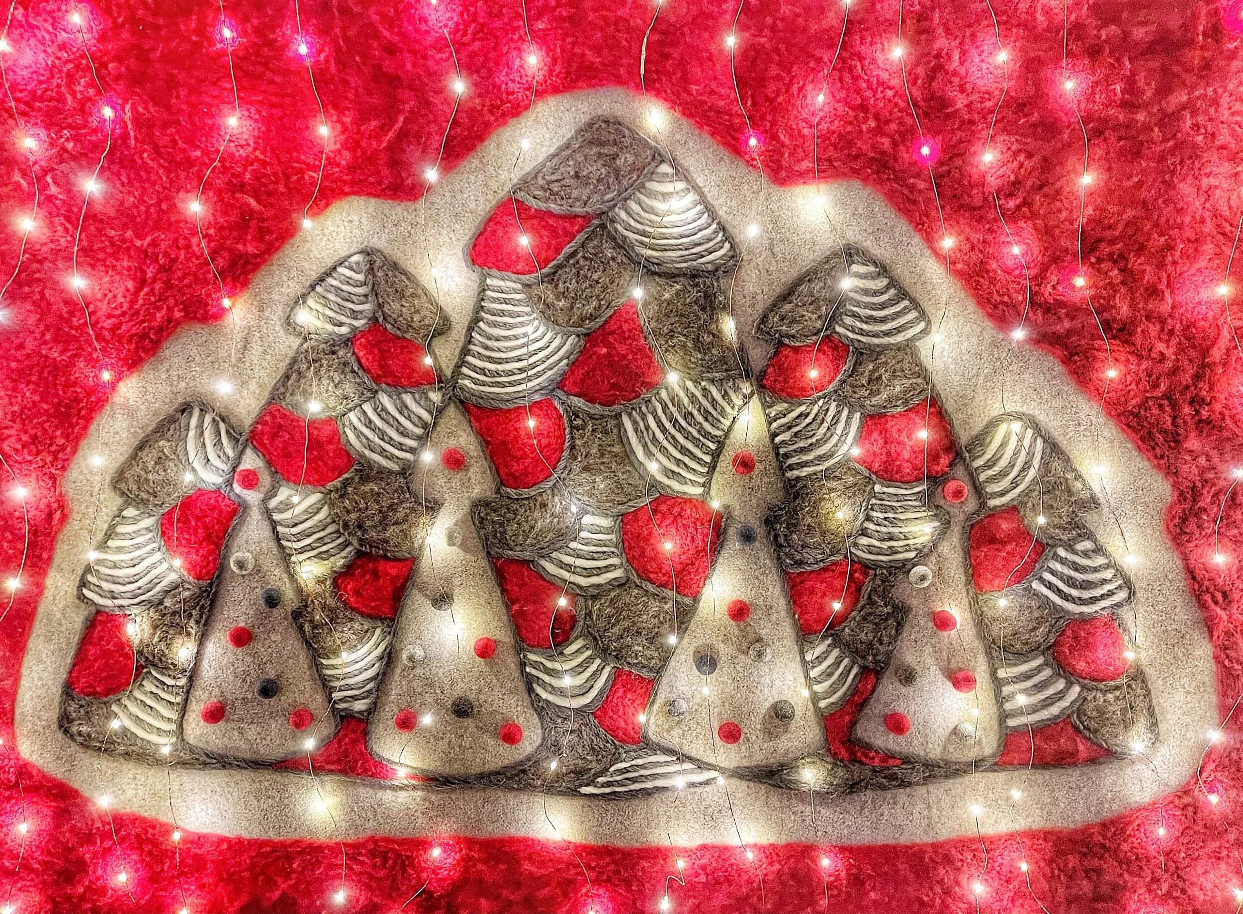 Festive needle felted scene 155cm x 100cm